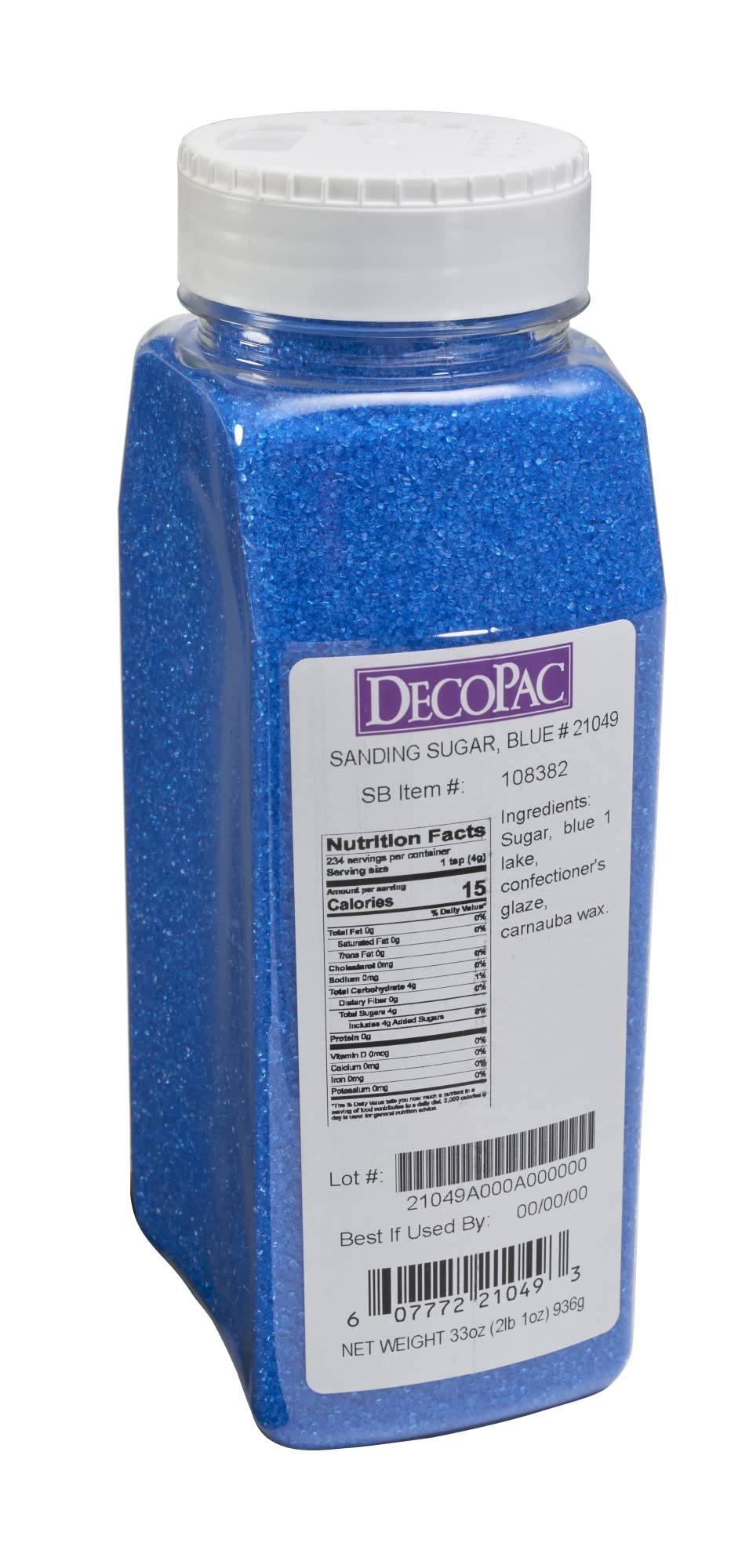 DecoPac close-up of blue sanding sugar crystals highlighting fine texture and sparkle