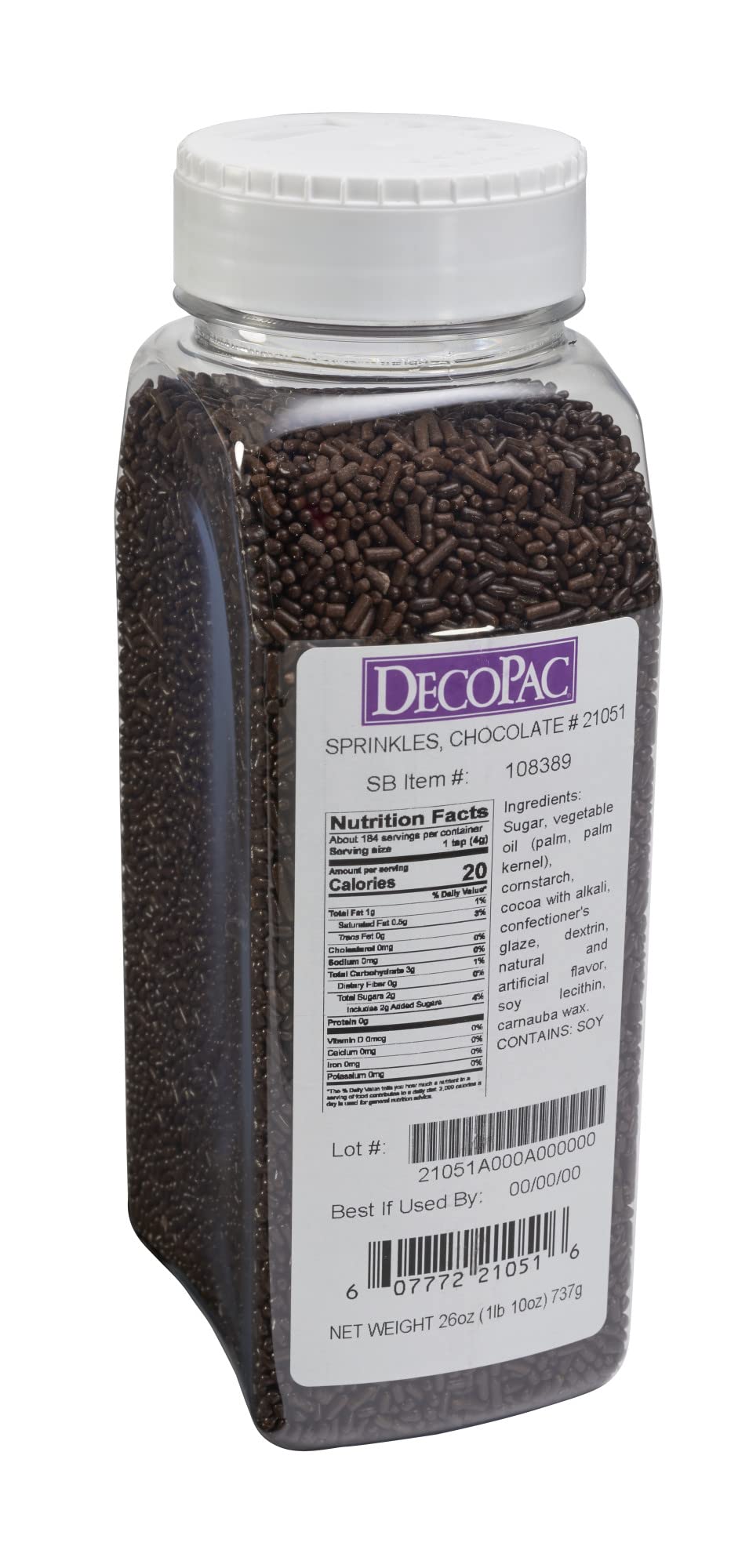 DecoPac chocolate brown sprinkles sprinkled on cupcake for professional finishing and contrast