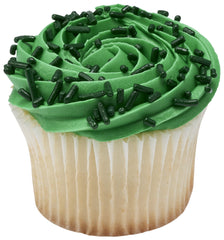 DecoPac sprinkles sprinkled on cupcake enhancing color and texture