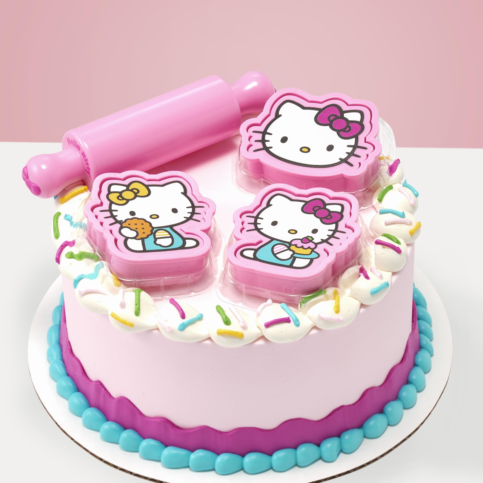 DecoPac Hello Kitty baked cookies made with set showing finished results