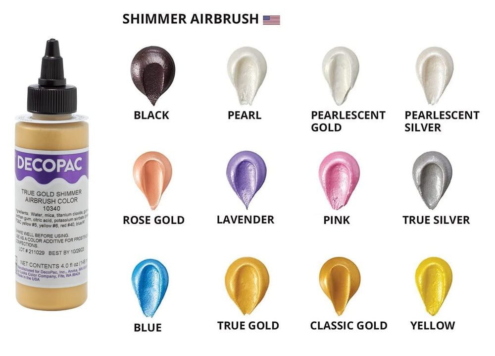 Airbrush spraying DecoPac Pearl Shimmer onto surface for smooth application benefit