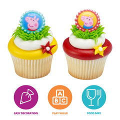 DecoPac Peppa Pig close-up of molded Peppa and George figures showing durable detail