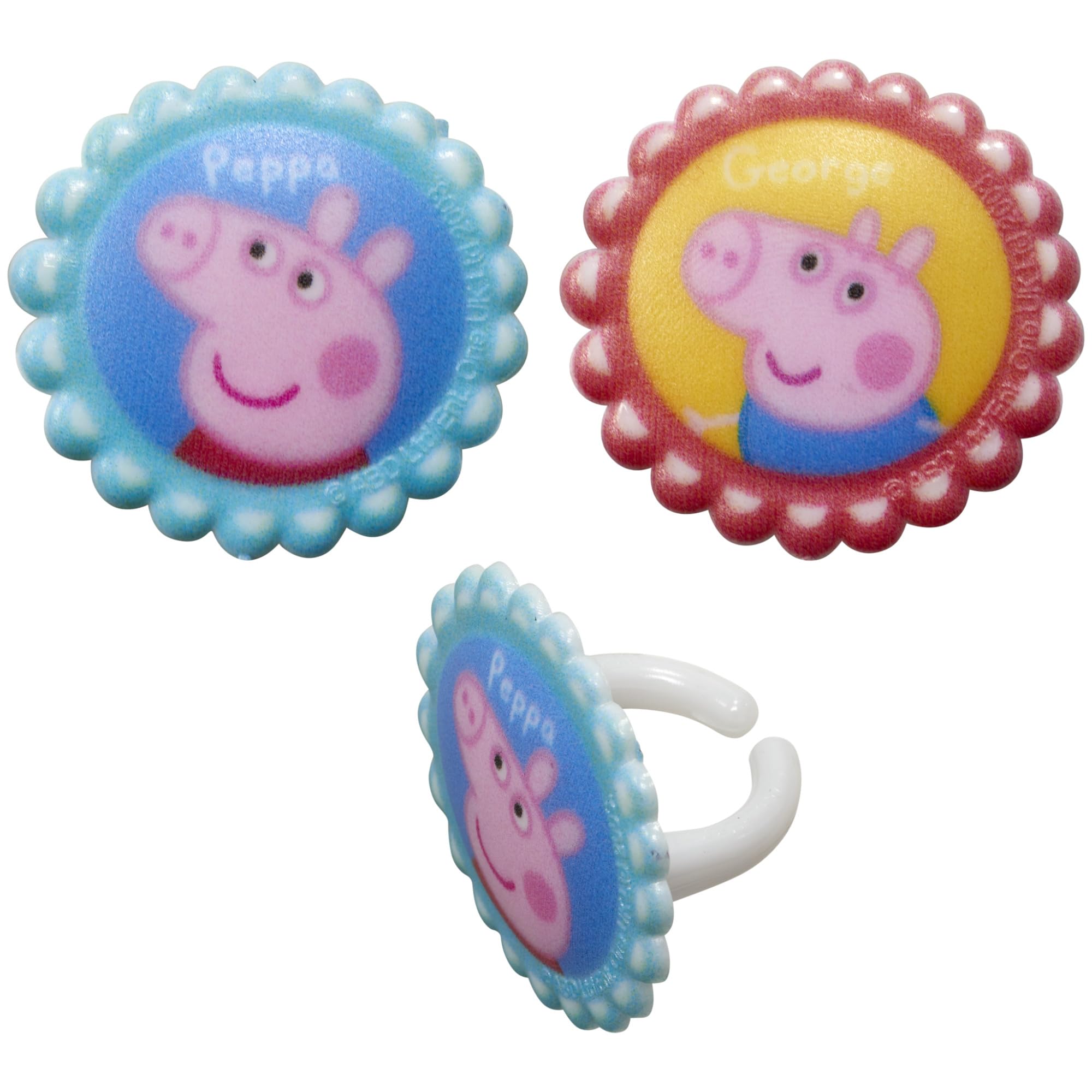 DecoPac Peppa Pig arranged on a cupcake tower creating cohesive themed display