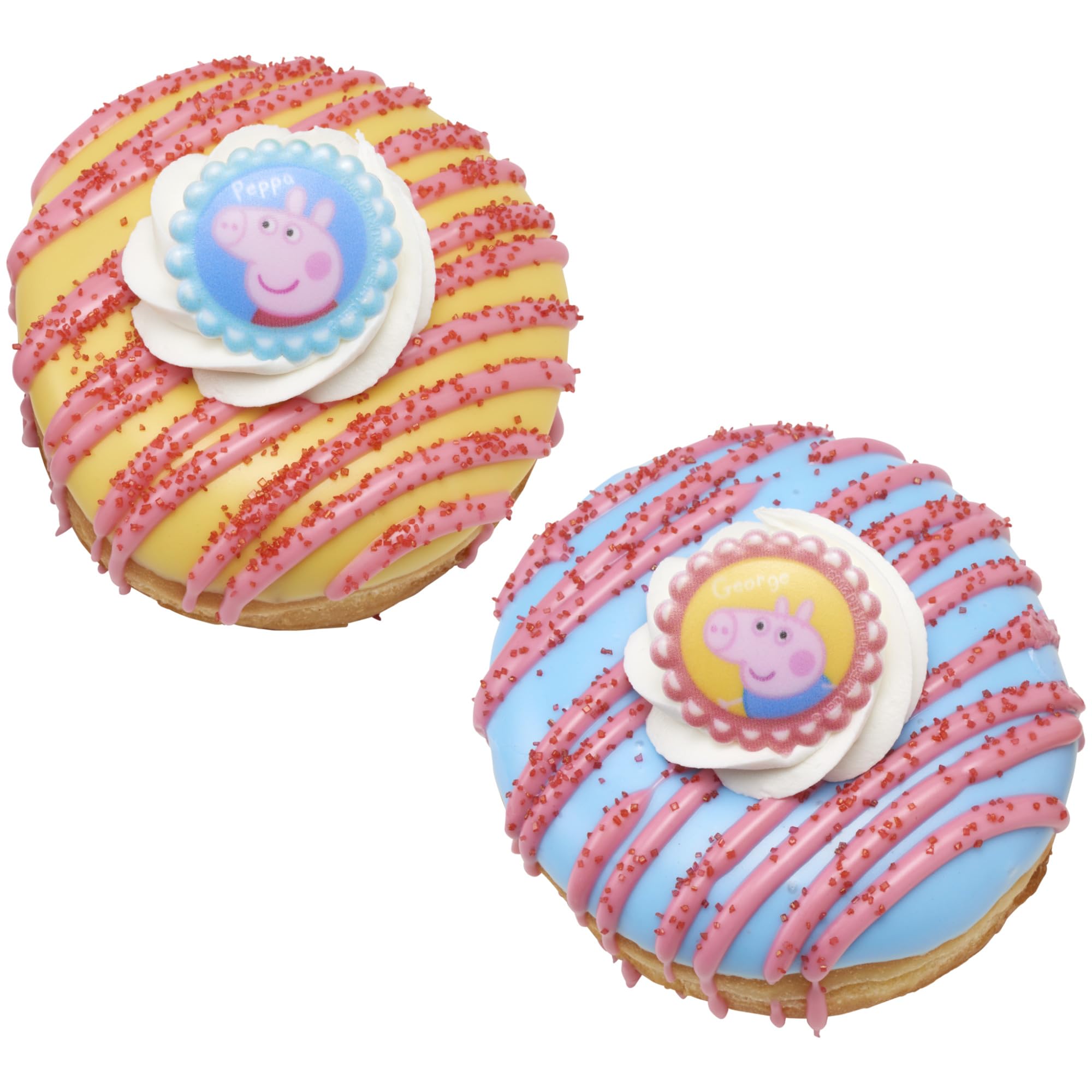 DecoPac Peppa Pig toppers on party table adding festive children's celebration flair