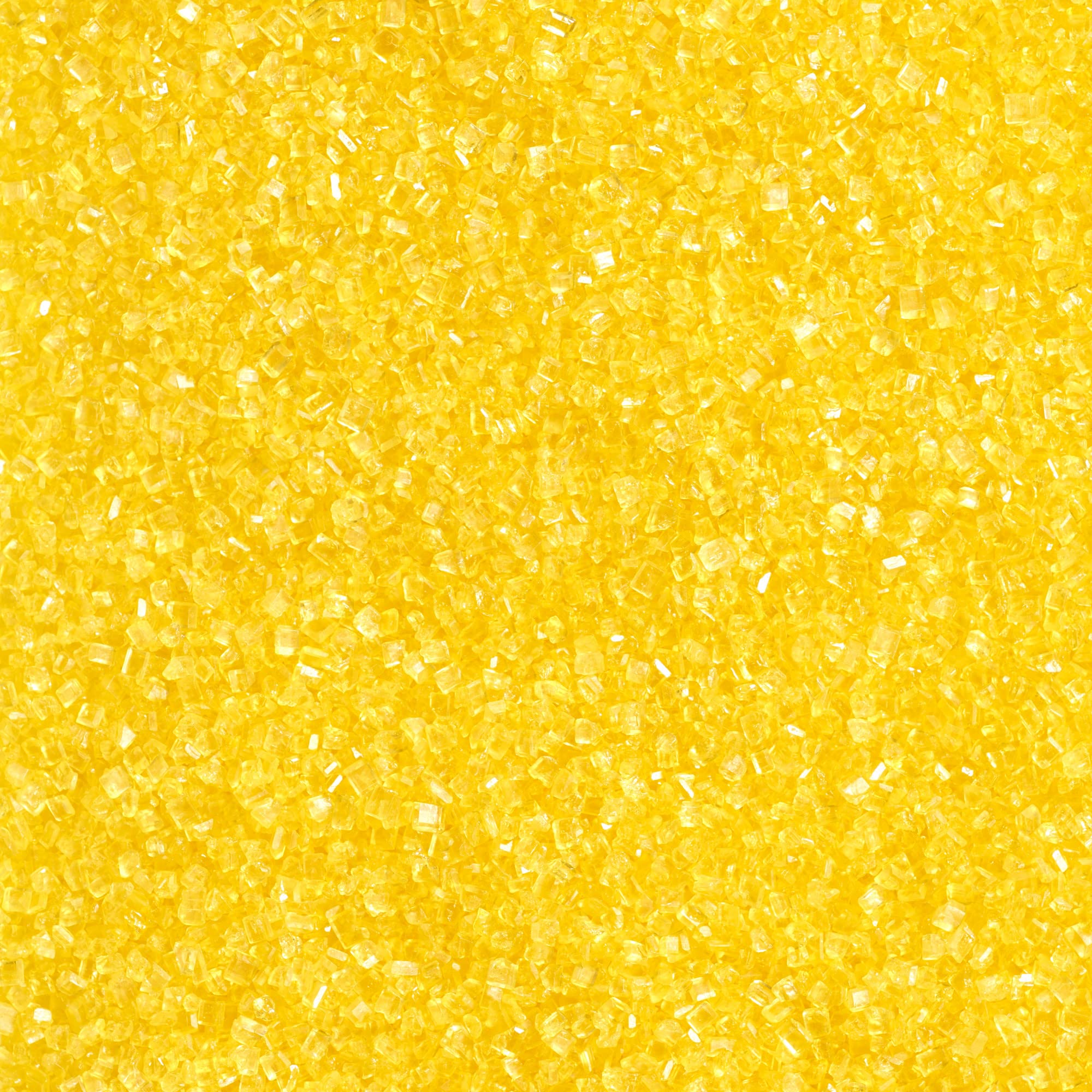 DecoPac yellow sanding sugar shaker front, bright color for eye-catching cakes