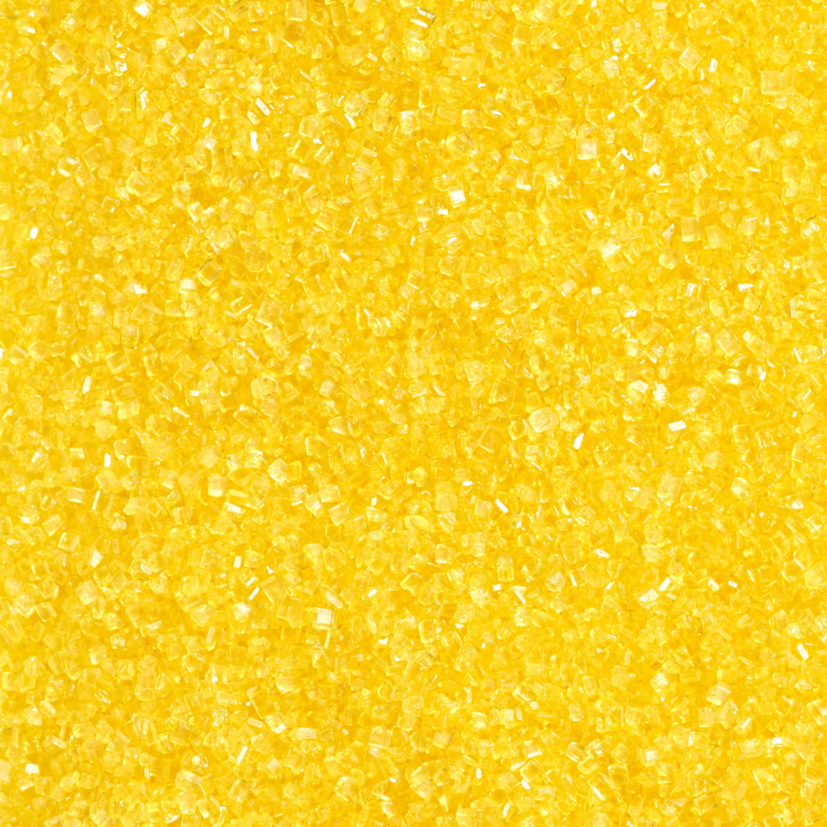 DecoPac yellow sanding sugar shaker front, bright color for eye-catching cakes