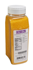 DecoPac yellow sanding sugar crystals close-up, fine texture adds subtle sparkle