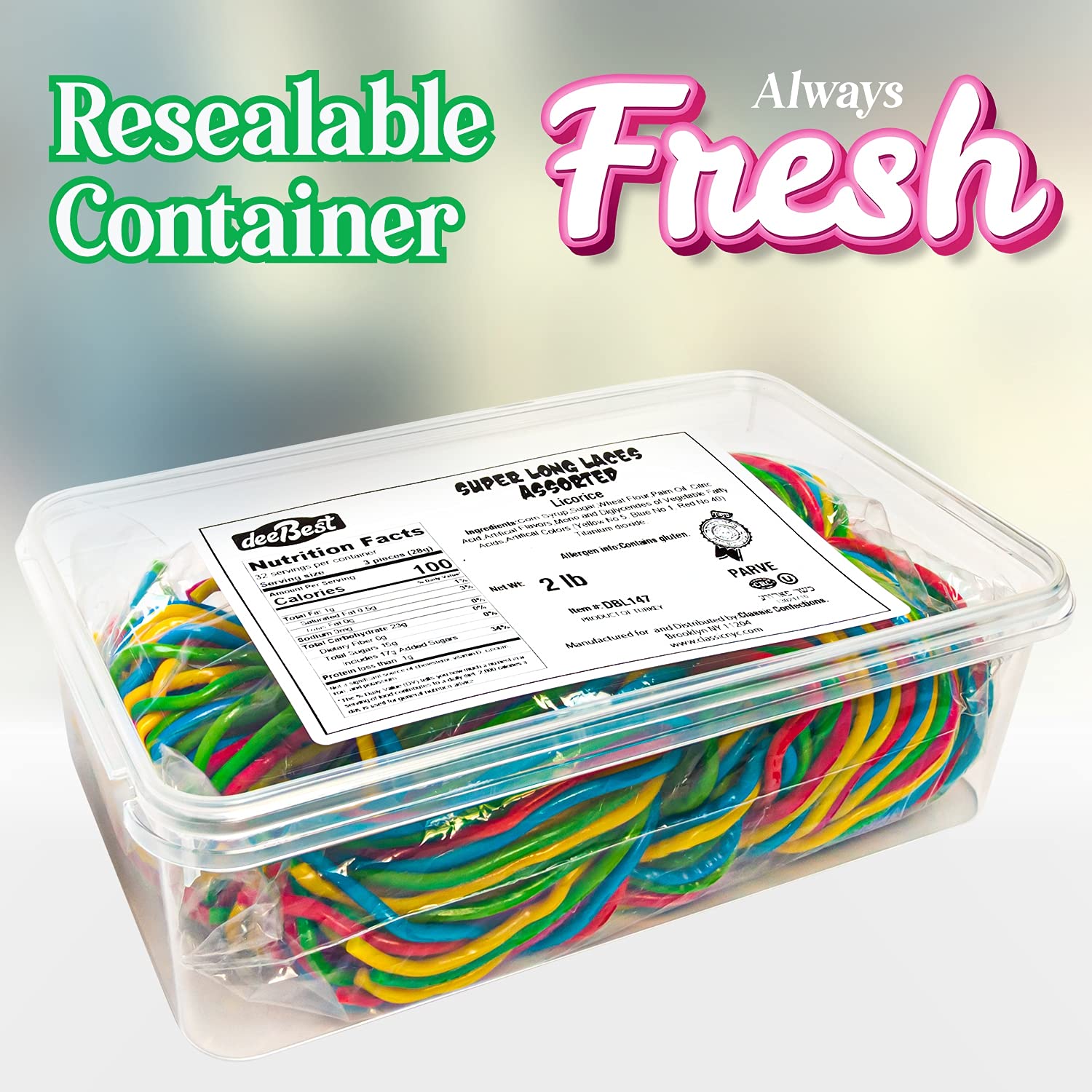 Dee Best licorice next to a ruler showing extra-long shoestring length