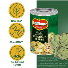 Del Monte artichoke hearts tossed in salad adding flavor and fiber