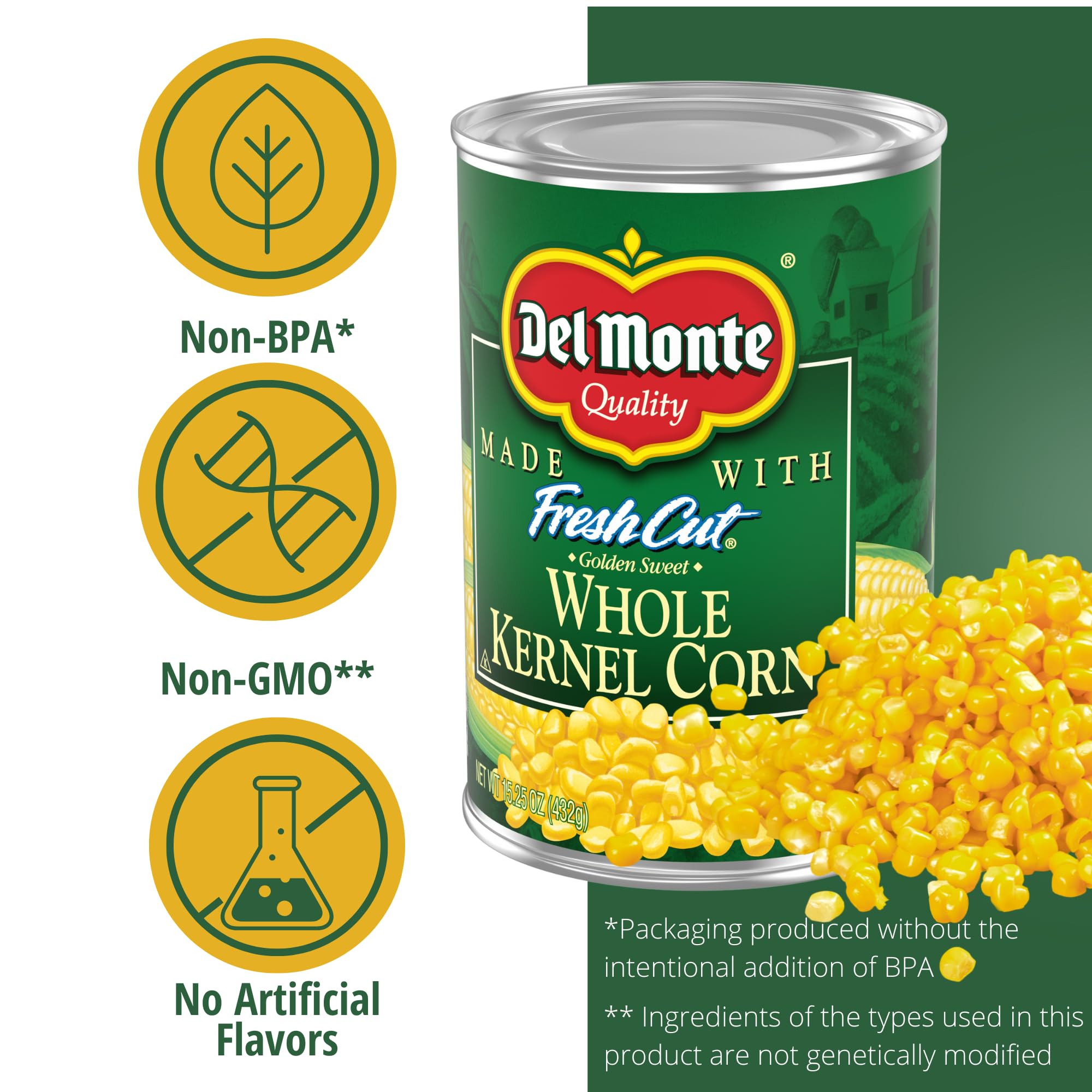 Del Monte canned corn added to a colorful salad offering fast, natural sweetness