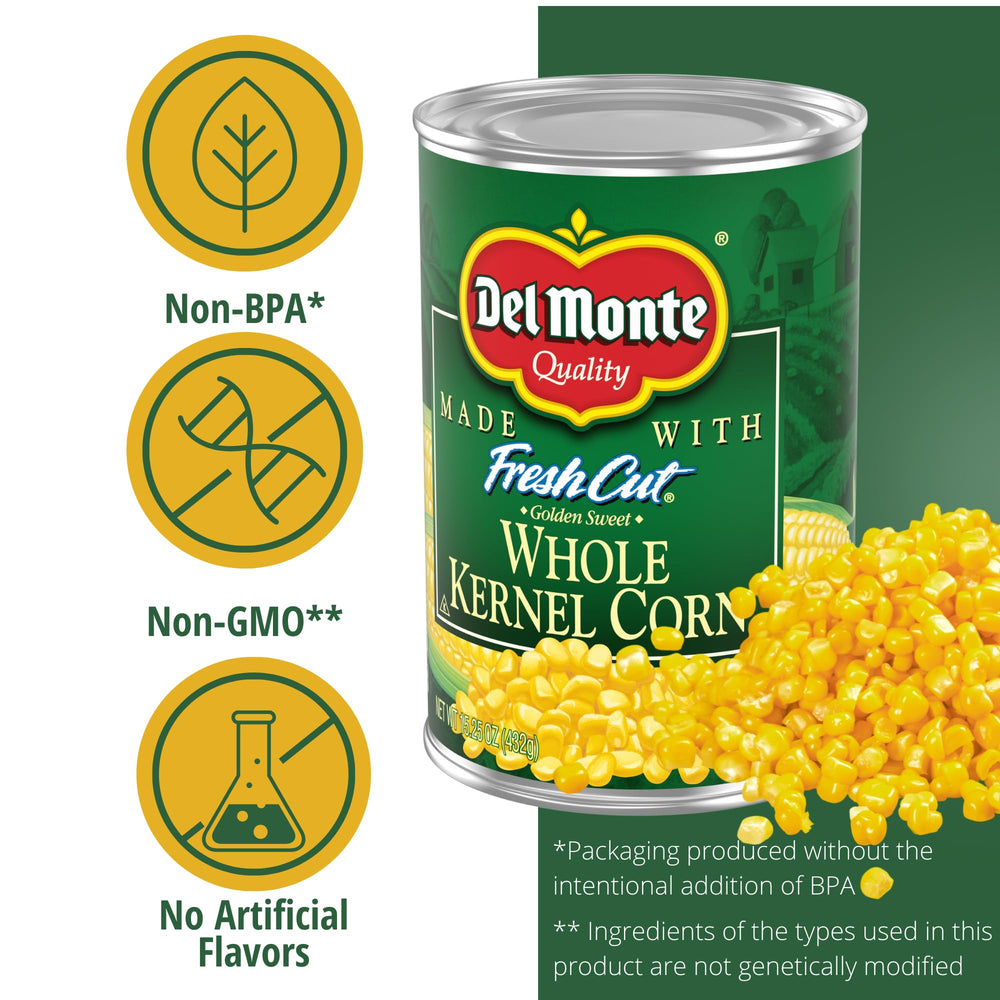 Del Monte canned corn added to a colorful salad offering fast, natural sweetness