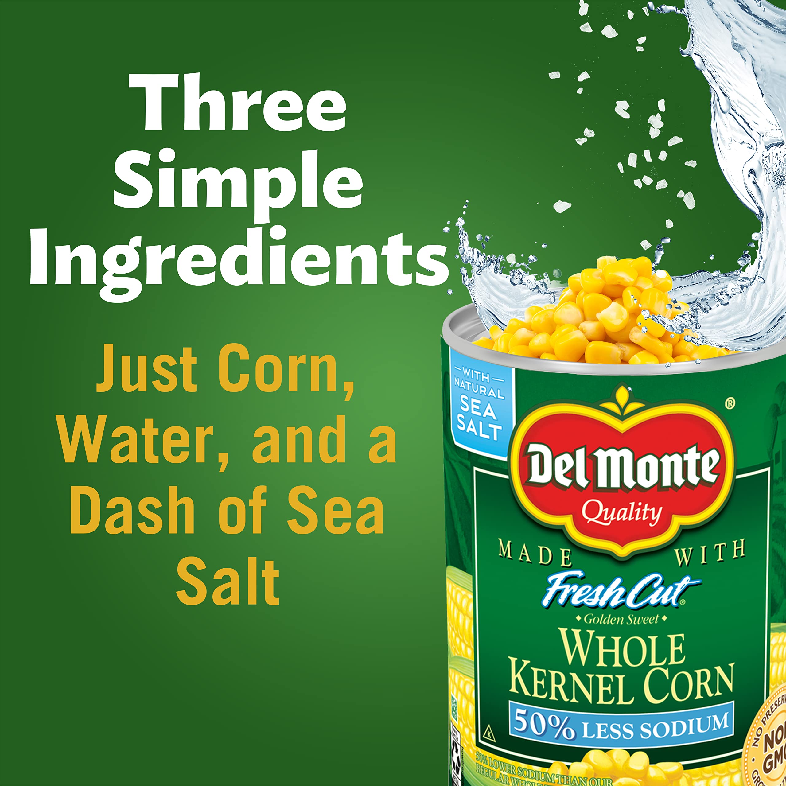 Del Monte close-up of corn kernels showing sweet texture