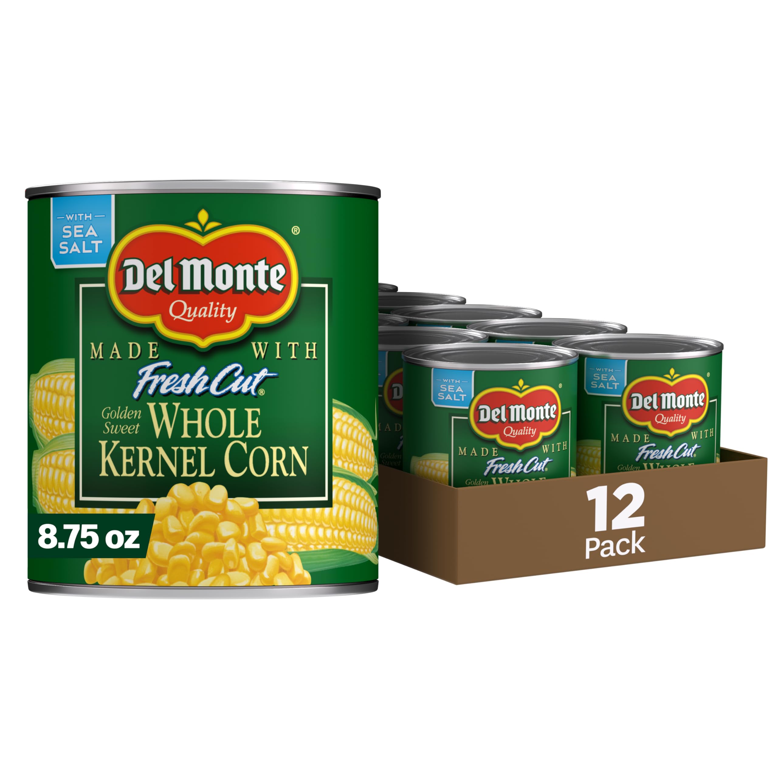 Del Monte front packaging showing 12-pack convenience and quick sides