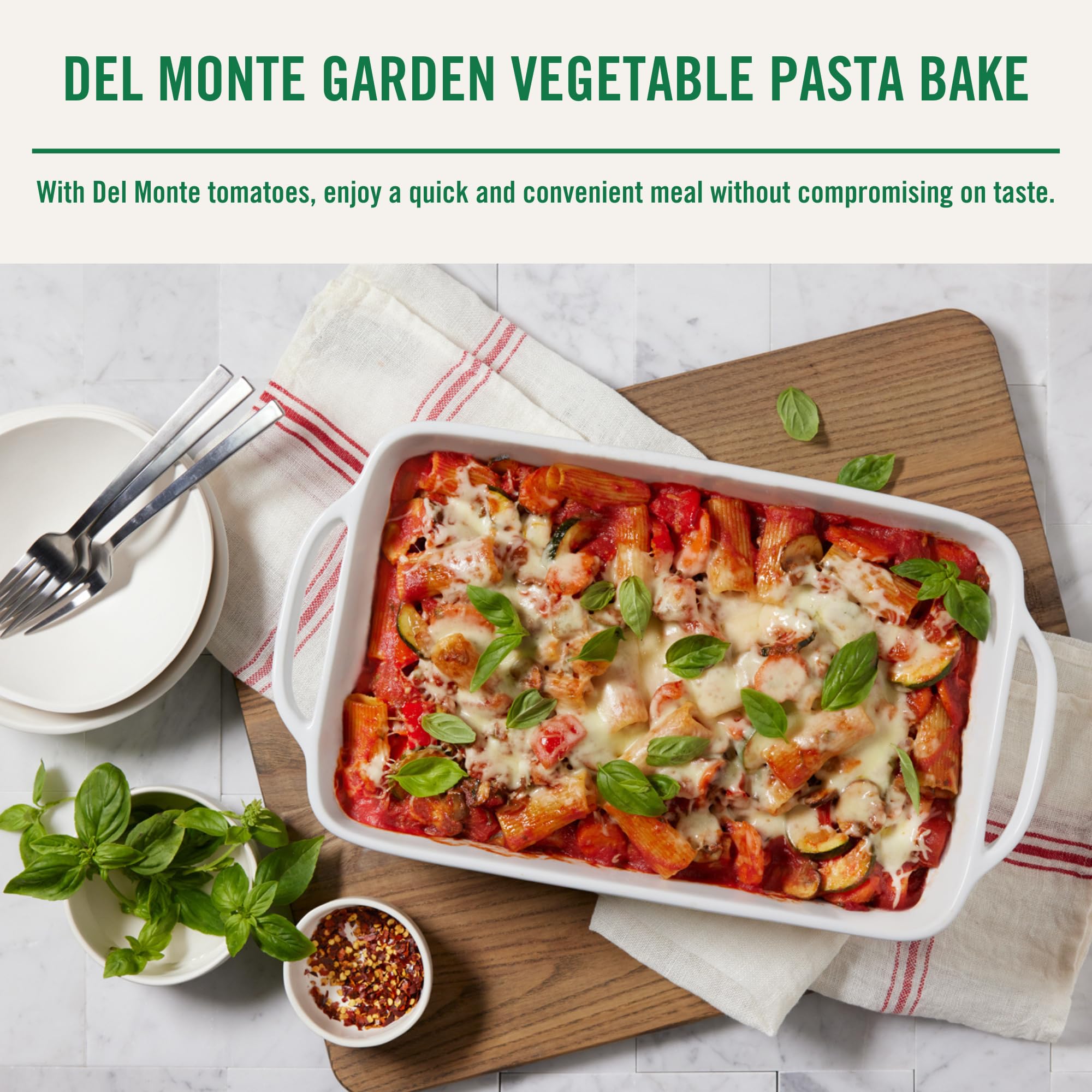 Del Monte diced tomatoes in a saucepan adding instant flavor to sauces