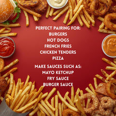 Del Monte ketchup being squeezed onto fries for flavorful dipping