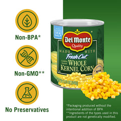 Del Monte label close-up showing ingredients and Non-GMO reassurance