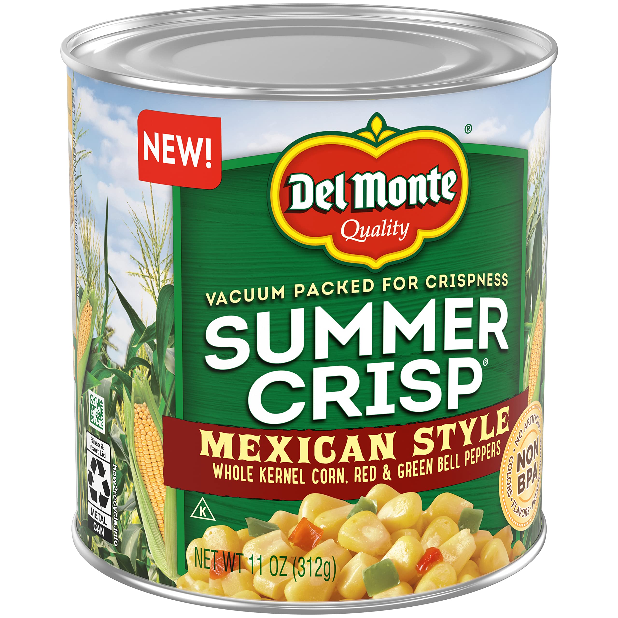 Del Monte corn served in bowl with peppers adding color and convenience