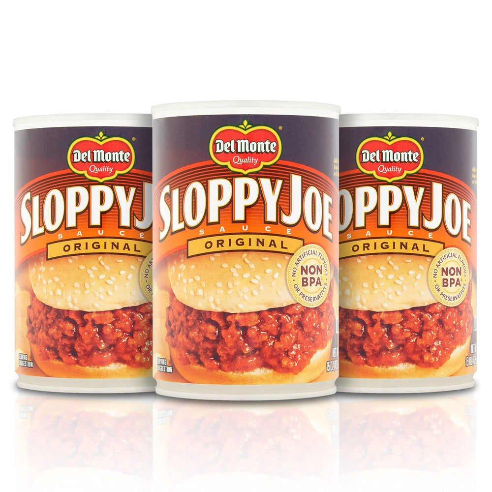 Del Monte front packaging showing three 15 oz cans and convenient meal-ready benefit
