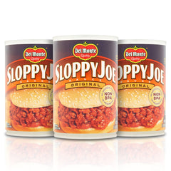 Del Monte front packaging showing three 15 oz cans and convenient meal-ready benefit