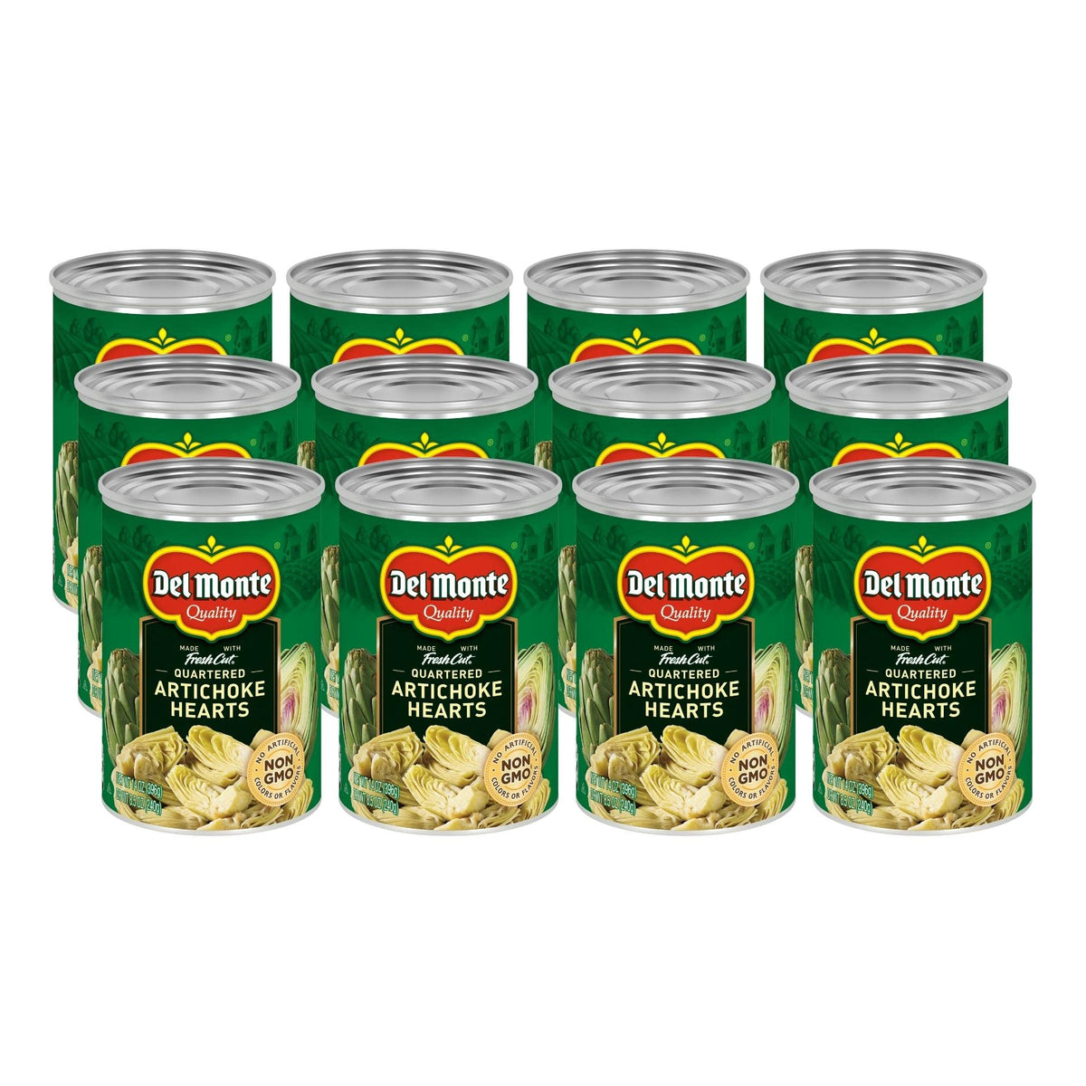 Del Monte front packaging showing 12-pack and convenience benefits