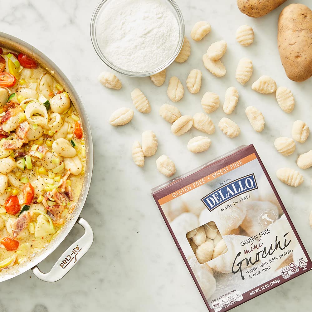 DeLallo plated gnocchi at dinner table suggesting family-friendly meal
