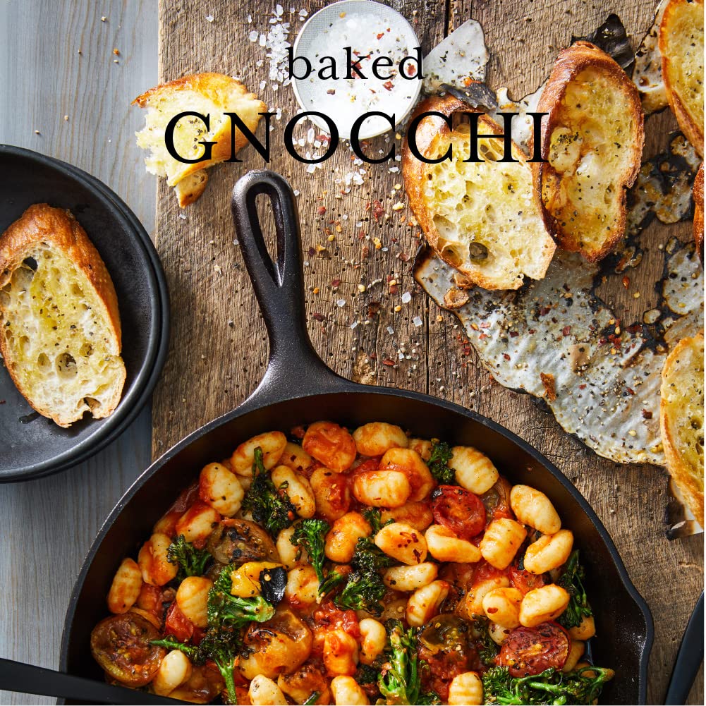 DeLallo gnocchi sautéed in skillet with golden edges for crisp contrast