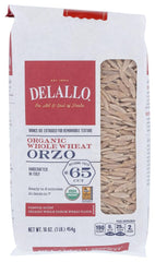 DeLallo whole wheat orzo front packaging showing brand and package size for pantry choice