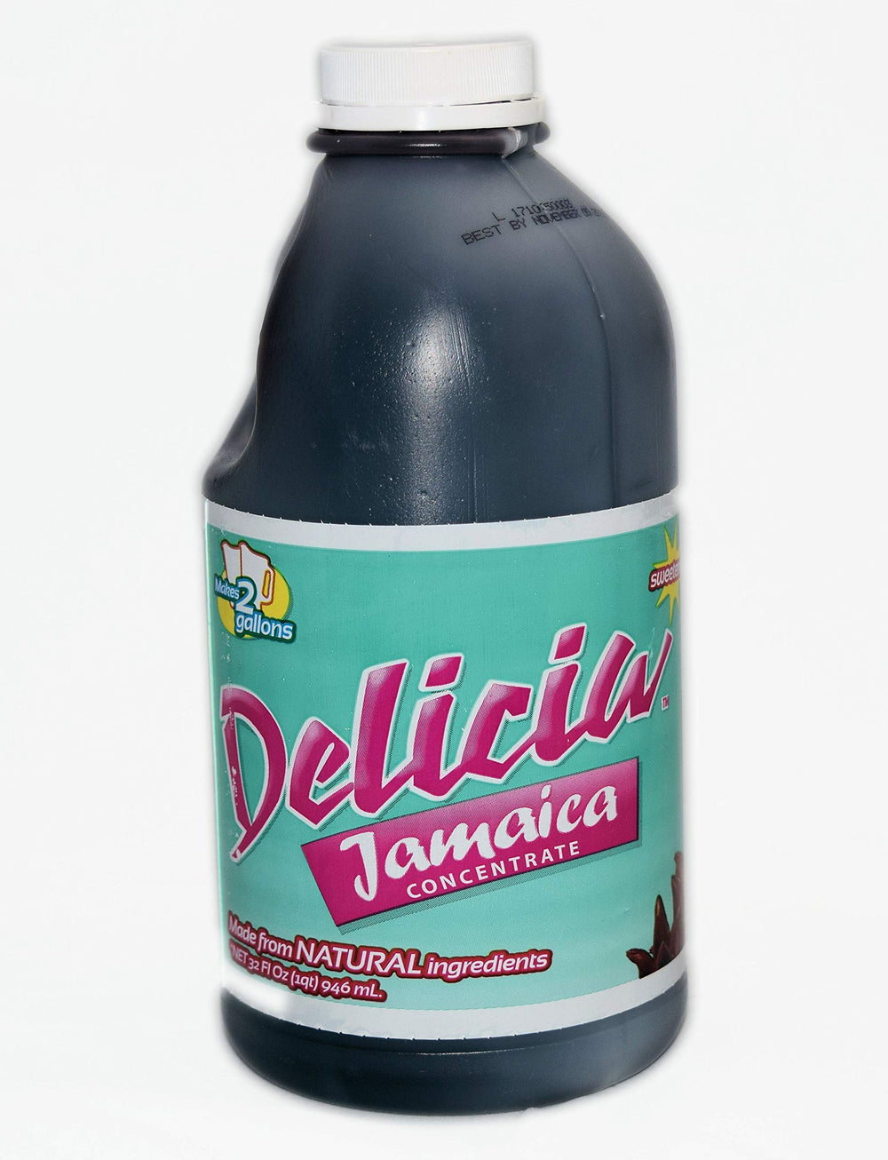 DELICIA front packaging shows bottle label and natural hibiscus flavor benefit