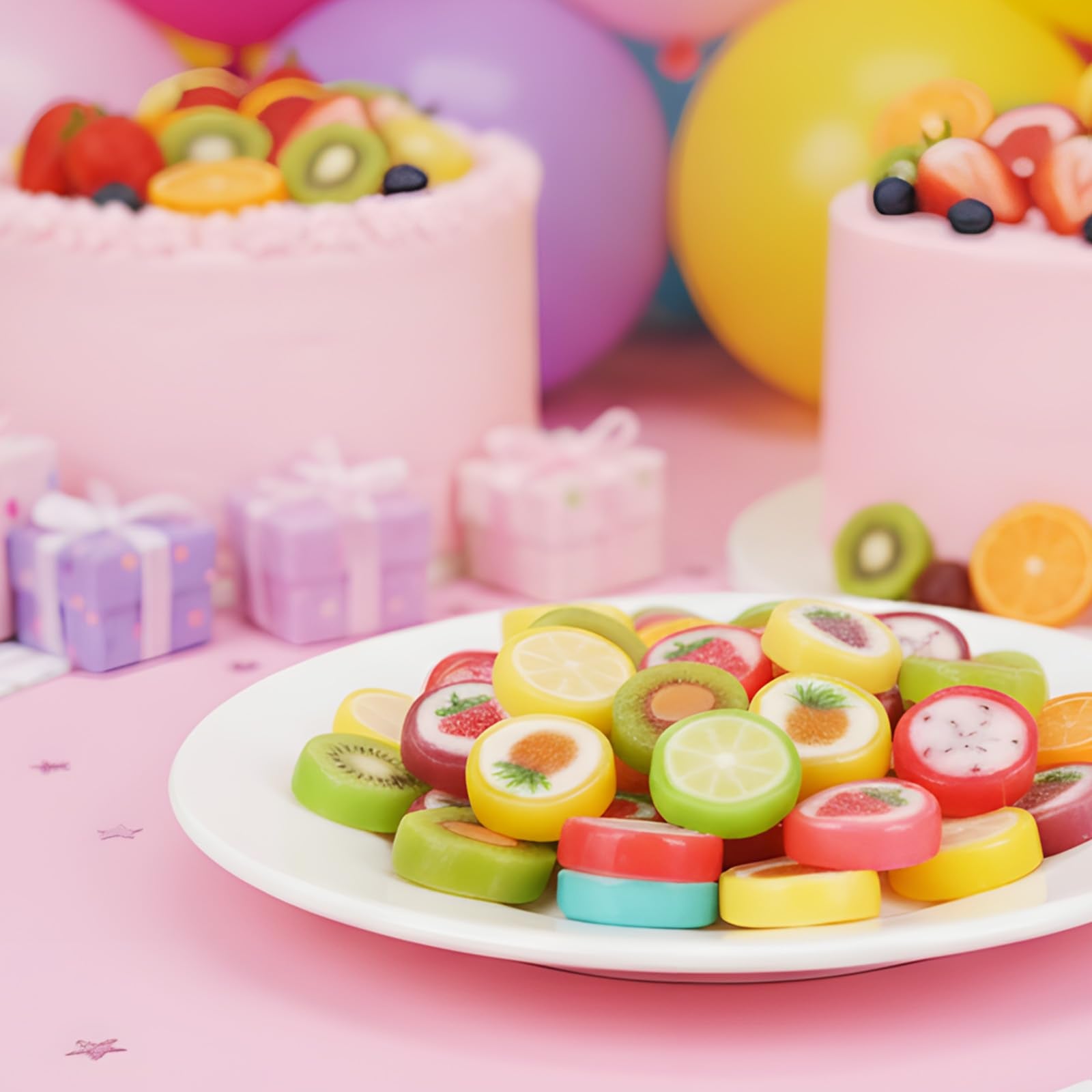 DelicYum fruit slices decorating cupcakes adding colorful dessert flair