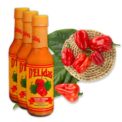 D'ELidas front packaging showing Chombo Picante bottle and branding benefit: authentic Panamanian flavor