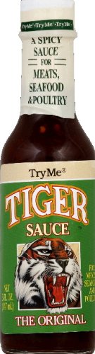 Delsmile Tiger Sauce front bottle showing label and sweet heat benefit