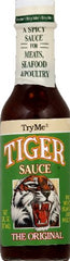 Delsmile Tiger Sauce front bottle showing label and sweet heat benefit