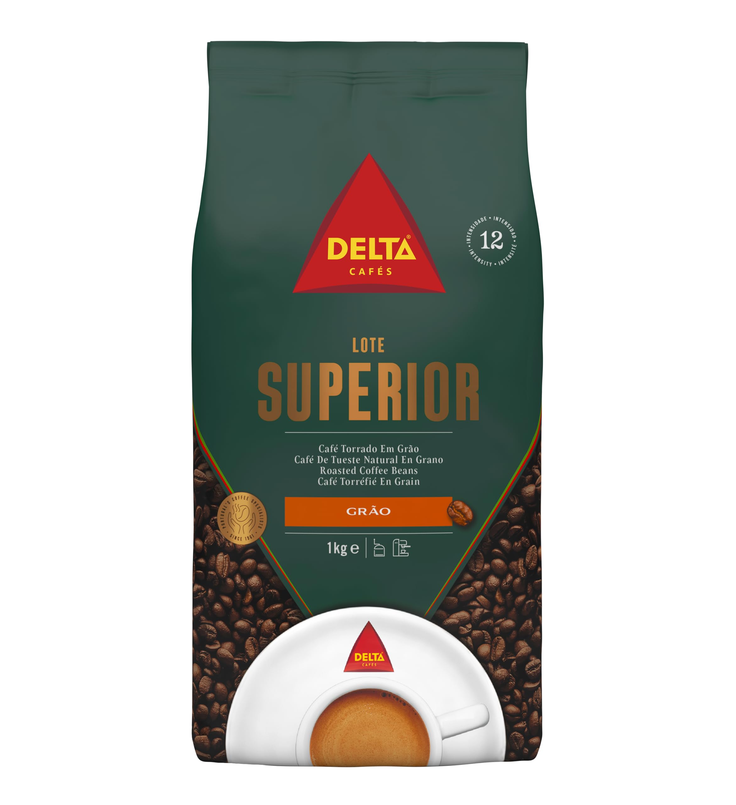 Delta Cafés front packaging showing 35.2oz bag and brand benefit of large supply