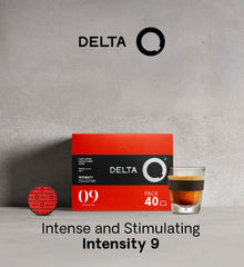 Delta Cafés capsule close-up showing pod detail and seal, ensures machine compatibility