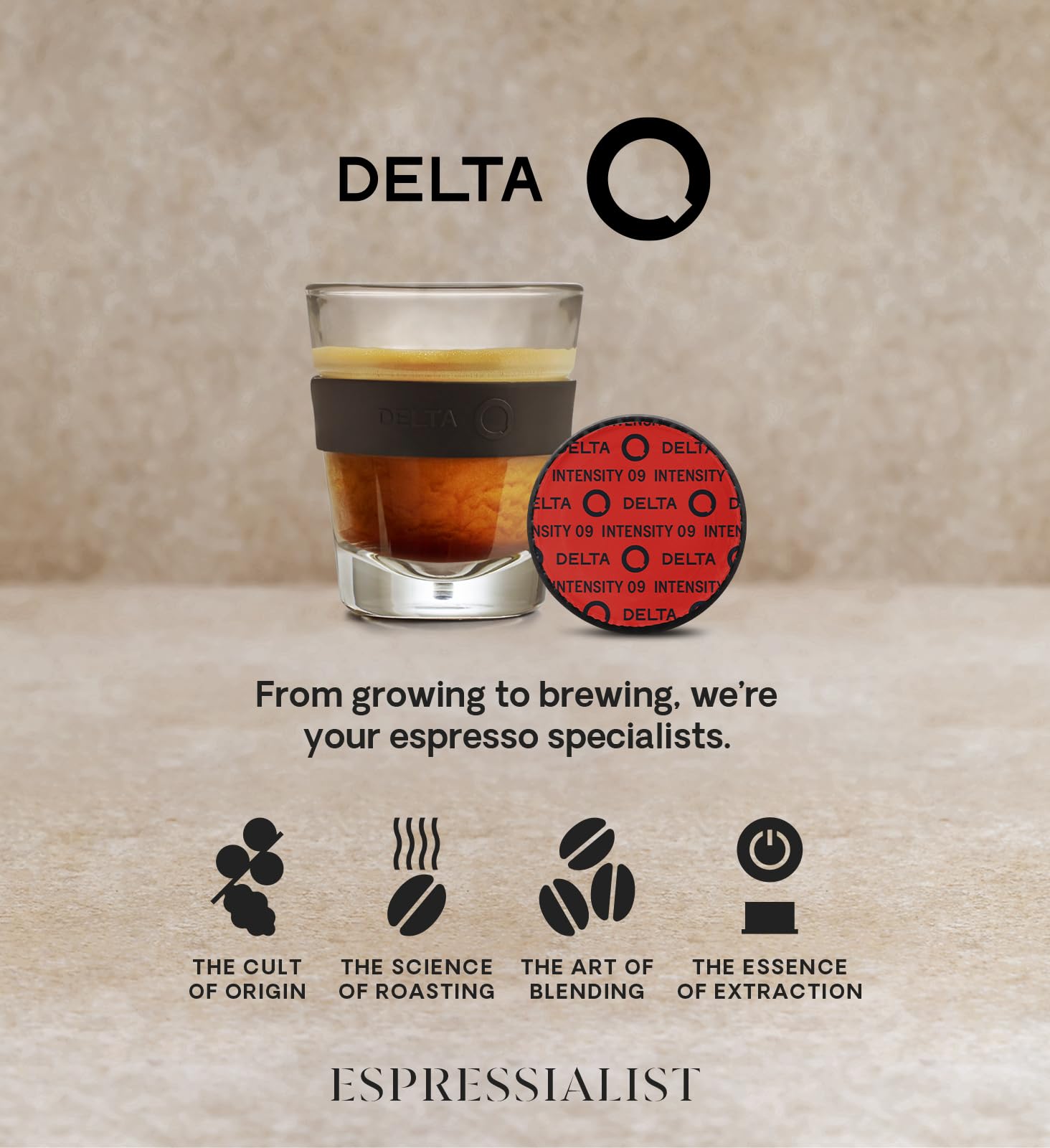 Delta Cafés capsule inserted in Delta Q machine, demonstrates easy single-serve brewing