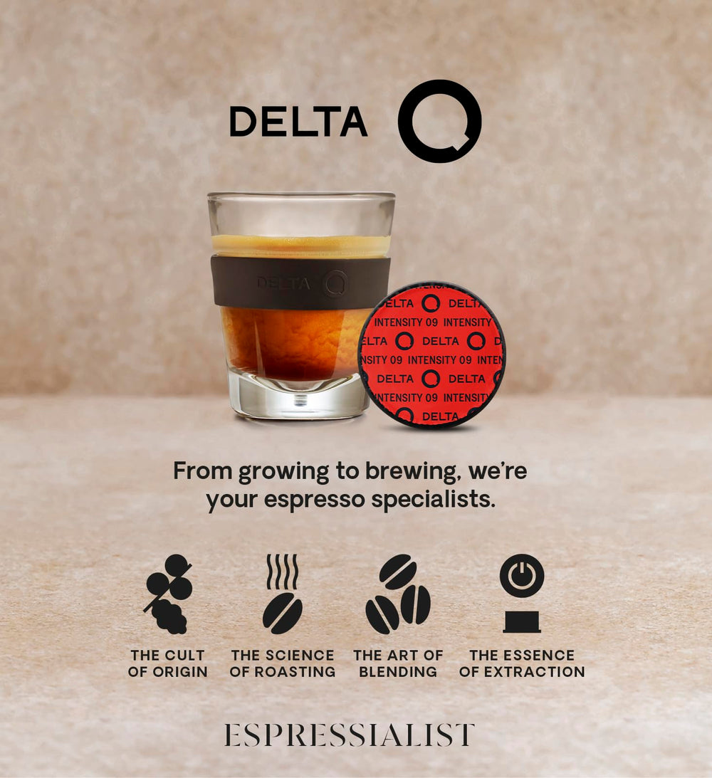 Delta Cafés capsule inserted in Delta Q machine, demonstrates easy single-serve brewing