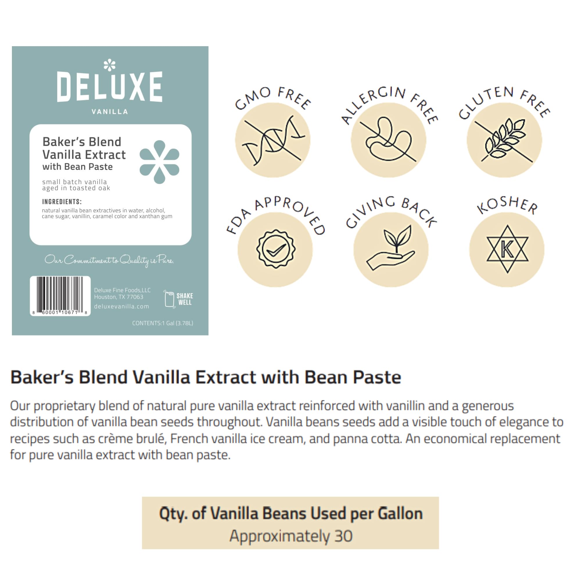 Deluxe Fine Foods close-up of vanilla specks in paste highlighting authentic bean flecks and visual appeal