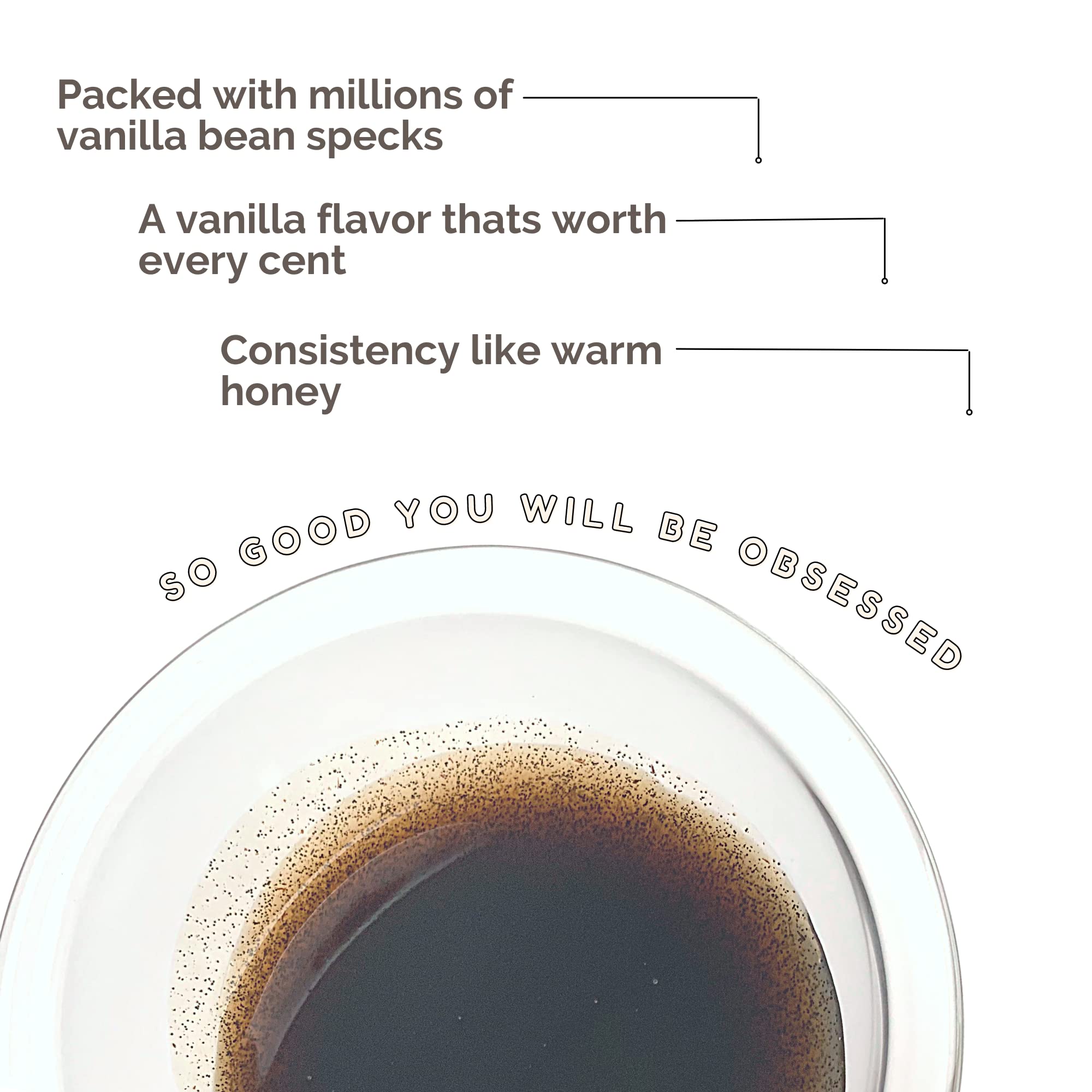 Deluxe Fine Foods spoonful of vanilla paste showing texture and concentrated viscosity for easy measuring