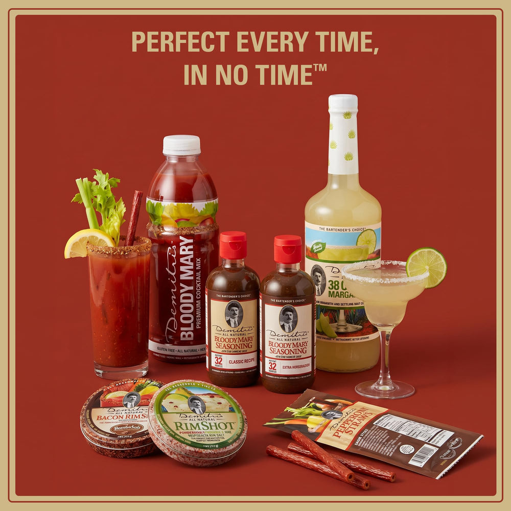 Demitri's rim salt on a brunch table setting showcasing party-ready bar appeal