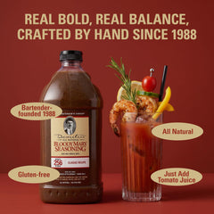 Demitri's seasoning pouring from bottle into a glass demonstrating easy mixing