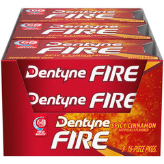 Dentyne front packaging showing bold cinnamon flavor and pack count