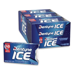 Dentyne Ice peppermint front packaging showing 18-pack, highlights bulk convenience