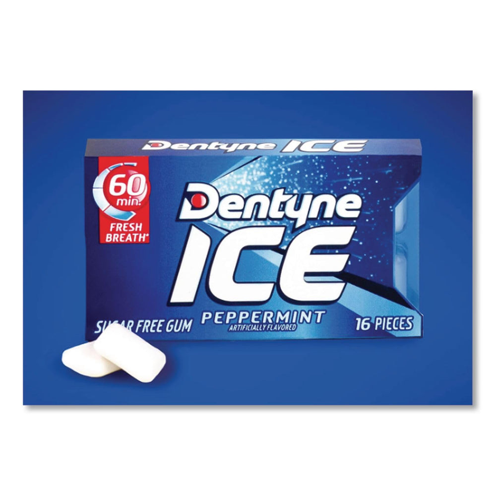 Dentyne Ice peppermint blister in car cupholder illustrating on-the-go convenience