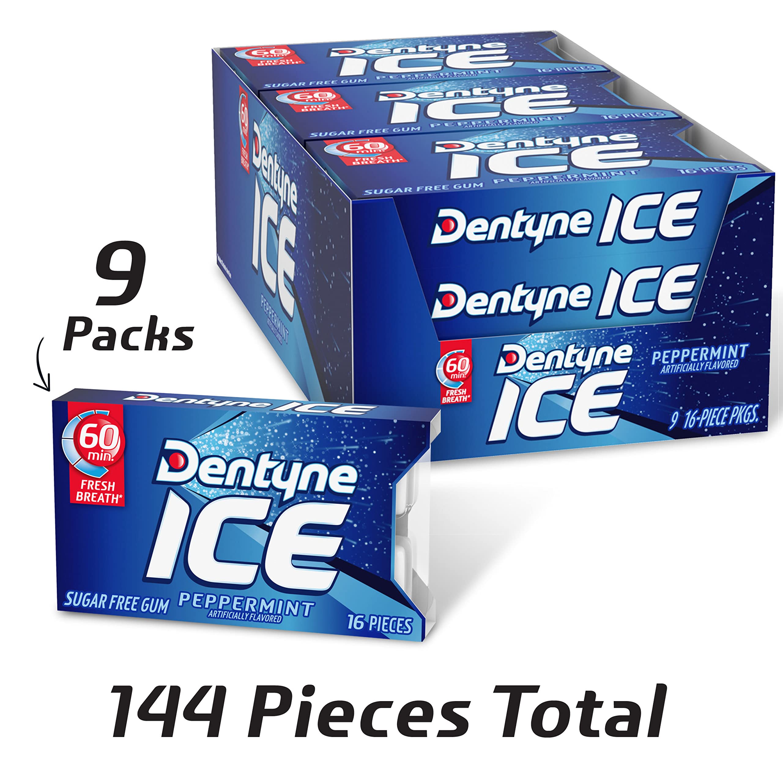 Individual Dentyne cube close-up highlighting fresh peppermint coolness