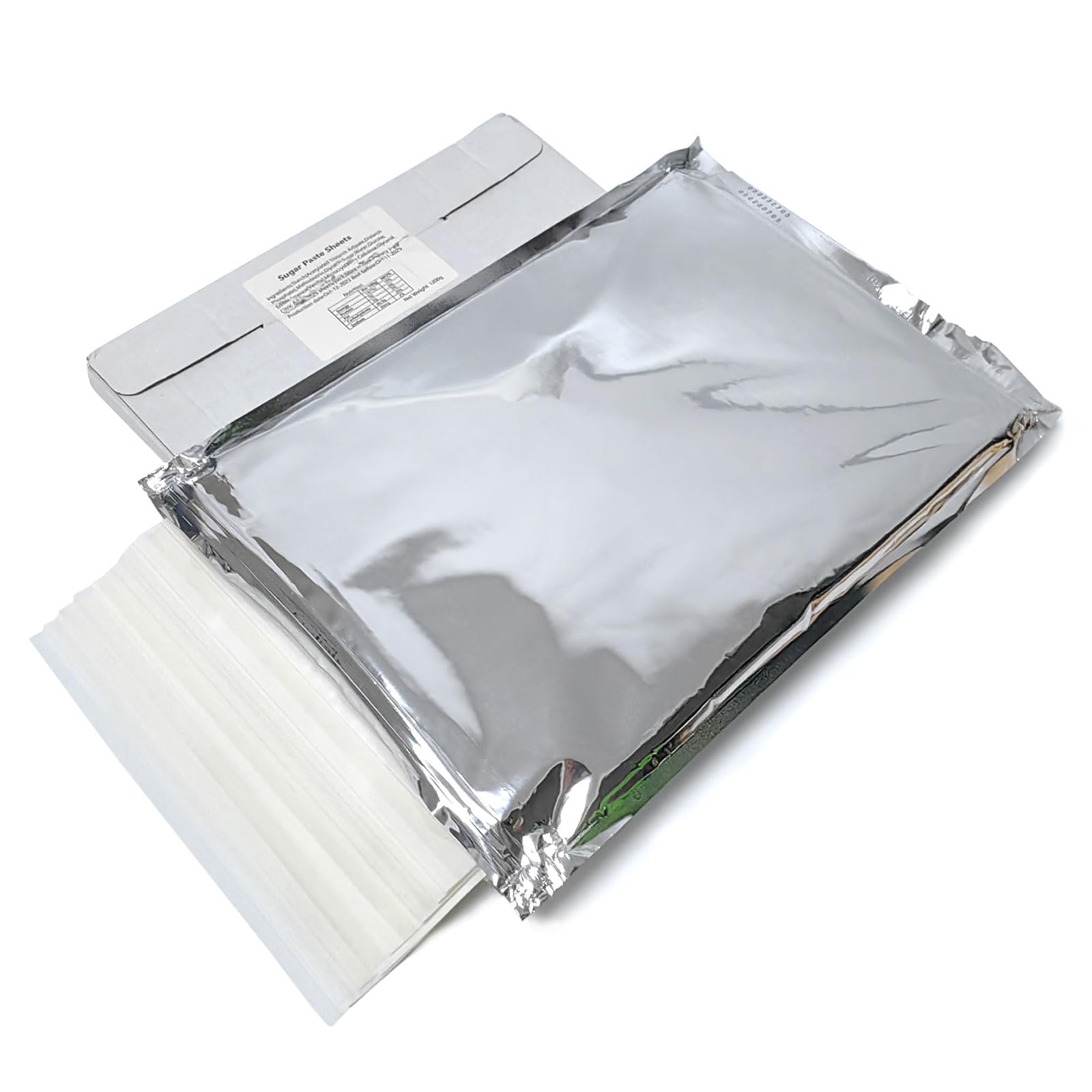 Derzio front pack of 25 A4 frosting sheets showing resealable bag benefit