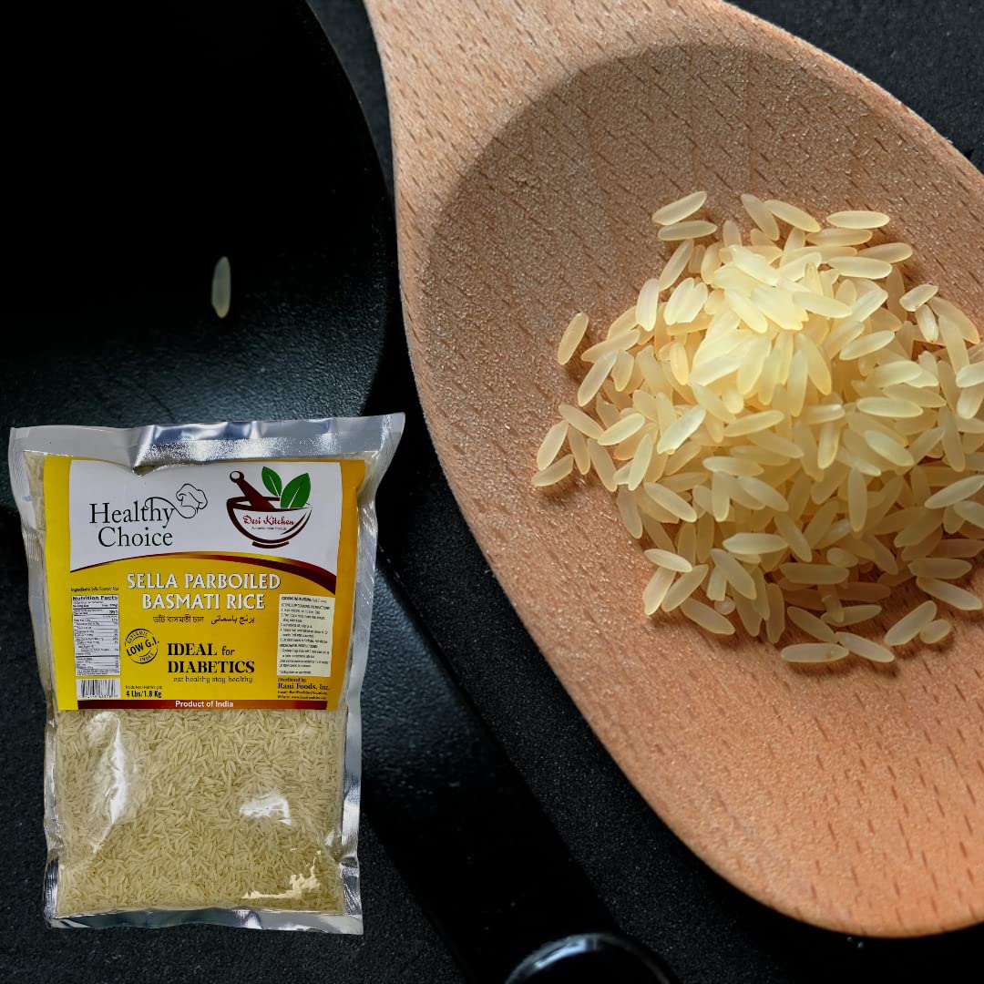 Desi Kitchen bag beside measuring cup showing scale and portioning convenience
