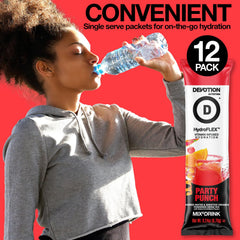 Devotion Nutrition mixed in sparkling water demonstrating refreshing flavor