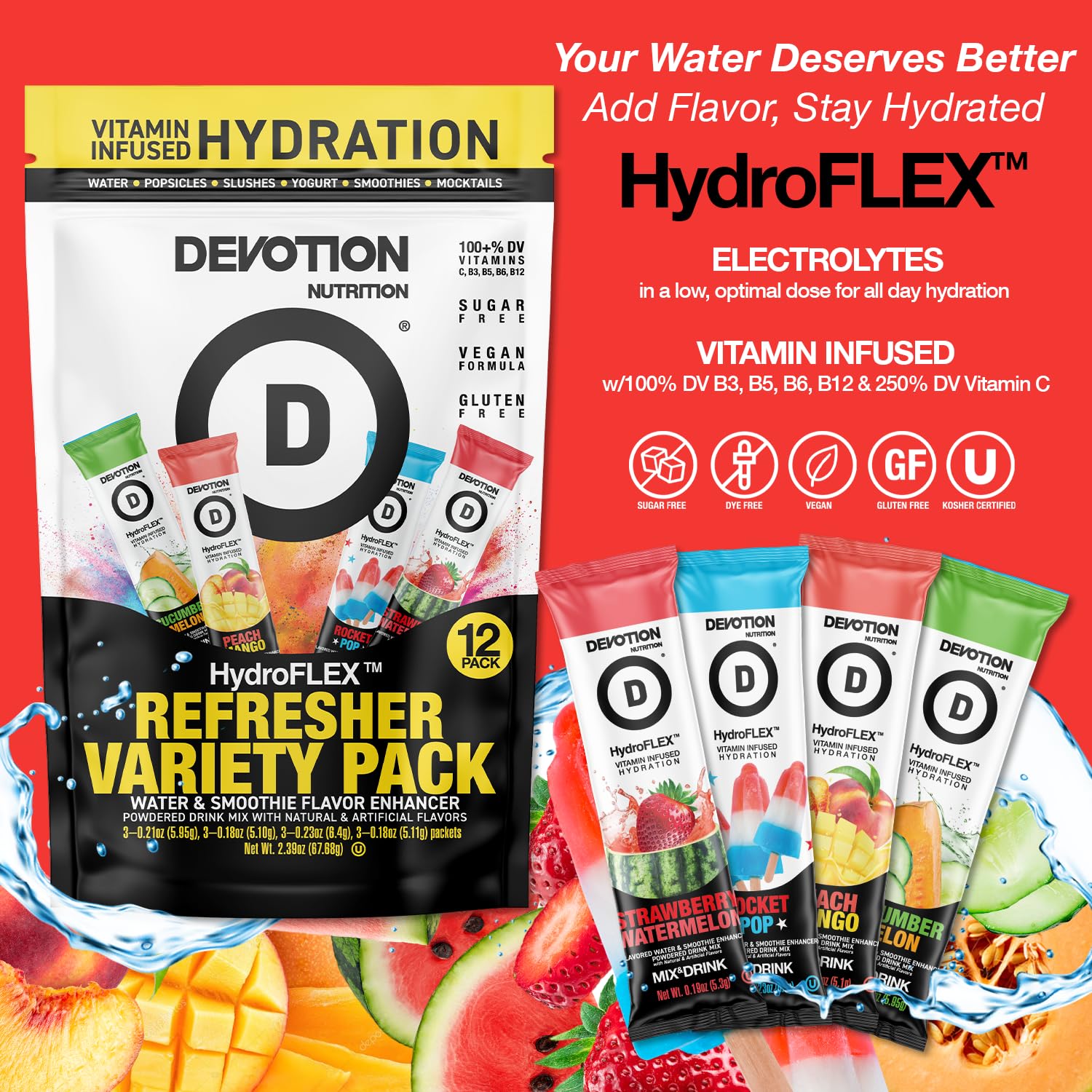 Devotion Nutrition HydrofLEX single stick close-up highlighting portable convenience
