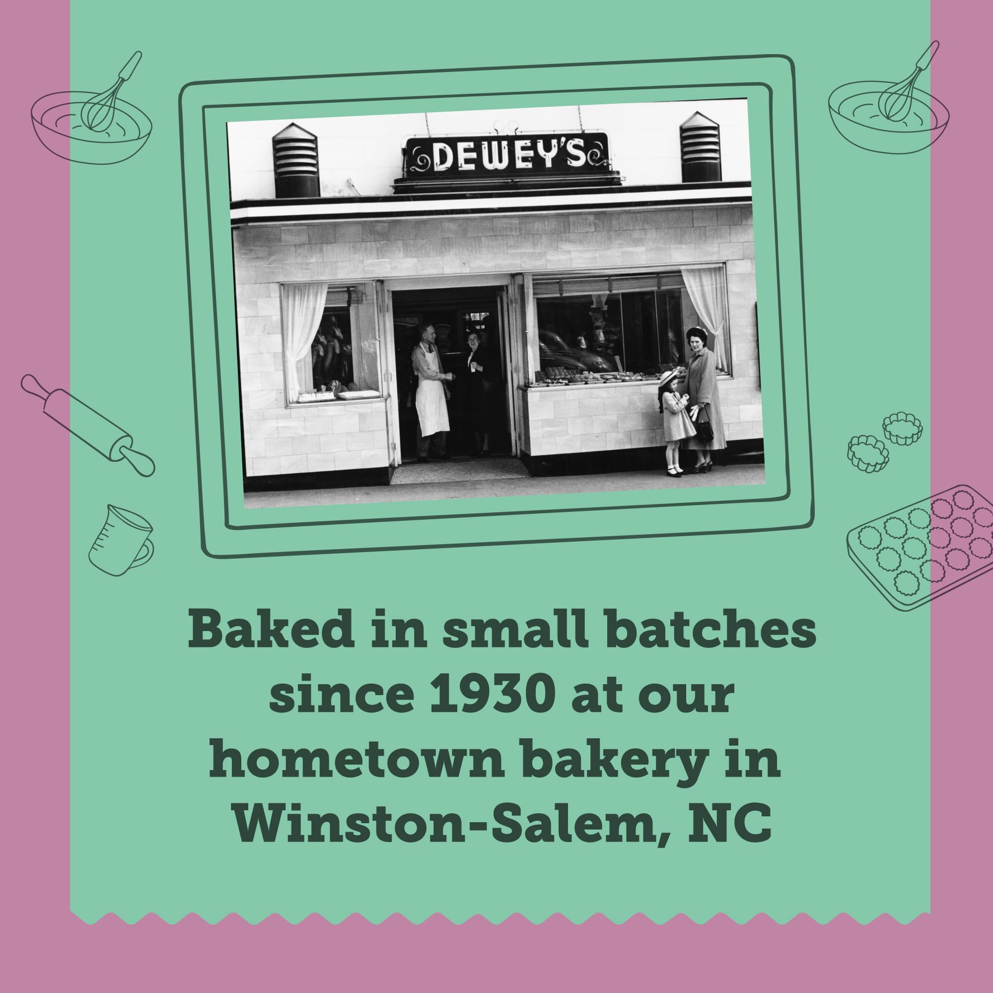 Dewey's Bakery small-batch baking tray in Winston-Salem, NC showing authenticity