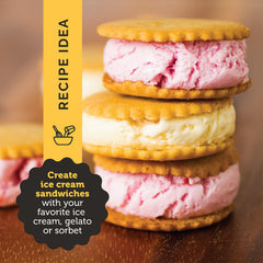 Dewey's closeup of a cookie thin revealing crisp texture and concentrated flavor benefit